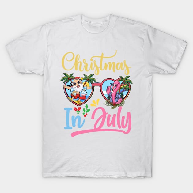 Christmas In July Sunglasses Santa Flamingo Summer Vacation Gift For men Women T-Shirt by tearbytea